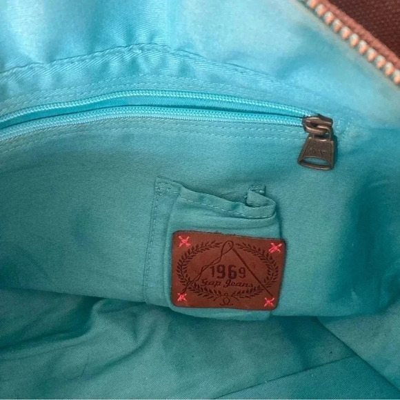 GAP canvas  brown leather duffle travel bag - Picture 3 of 9